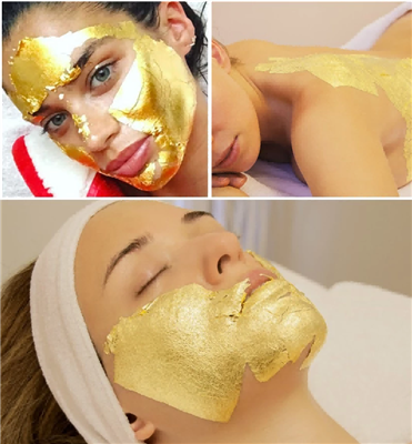 Papir z zlatimi lističi, je dober izdelek za nego kože, projekt luksuzne deko...